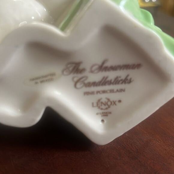 LENOX THE SNOWMAN CANDLESTICKS FINE PORCELAIN CHRISTMAS CANDLE STICK HOLDER. - Picture 3 of 4